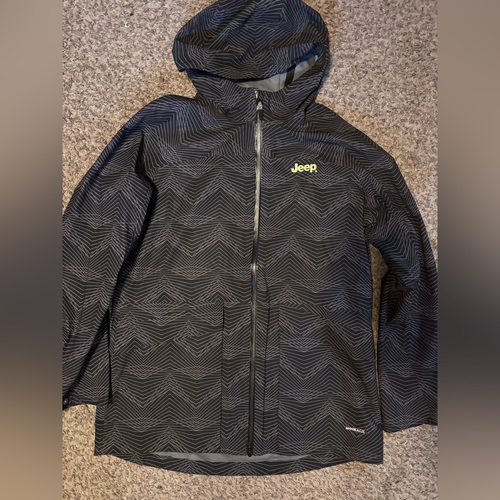 Cutter & Buck Black Chevron-Pattern Hooded Utility Jacket